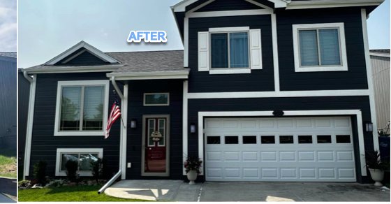 Siding replacement, before and after